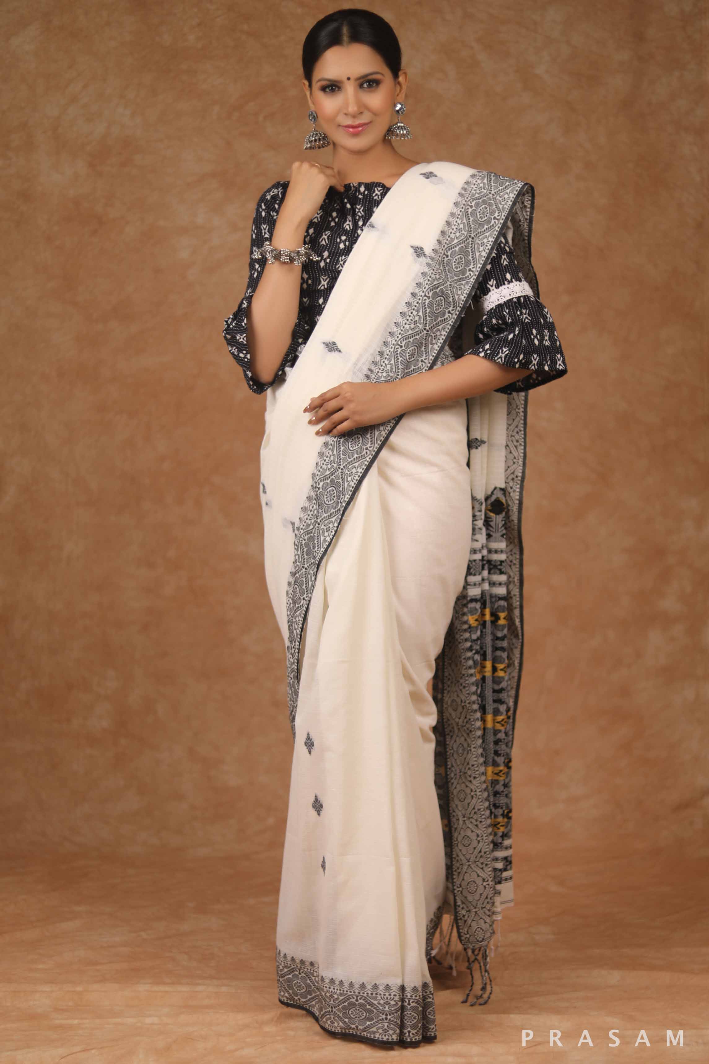 Heaven Grace Kota Cotton Handwoven Jamdani Saree Prasam Crafts