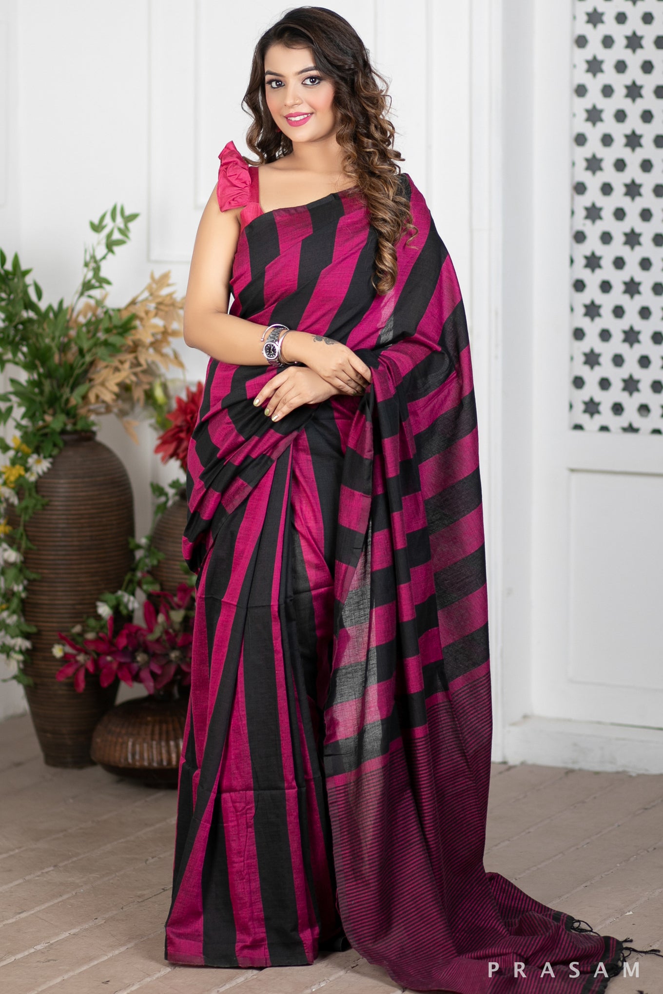 Windows of Sunset Handwoven Soft Cotton Saree Prasam Crafts