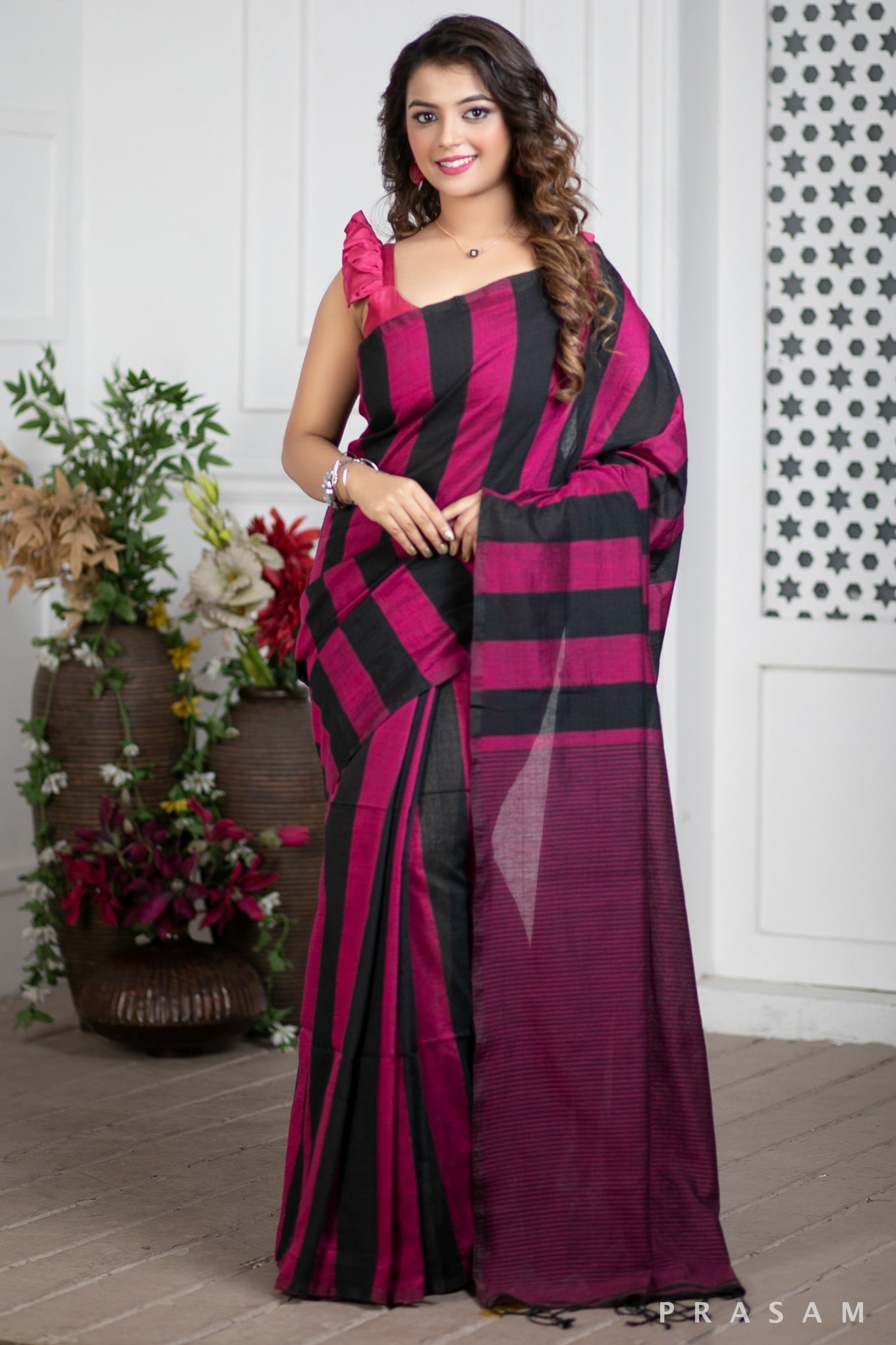 Windows of Sunset Handwoven Soft Cotton Saree Prasam Crafts