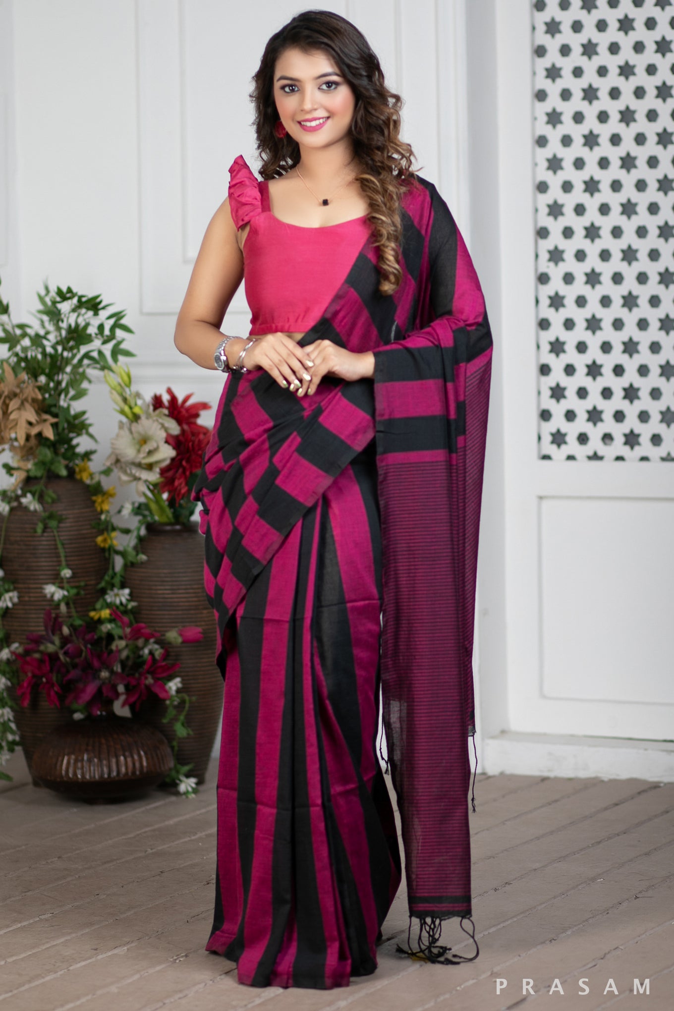 Windows of Sunset Handwoven Soft Cotton Saree Prasam Crafts