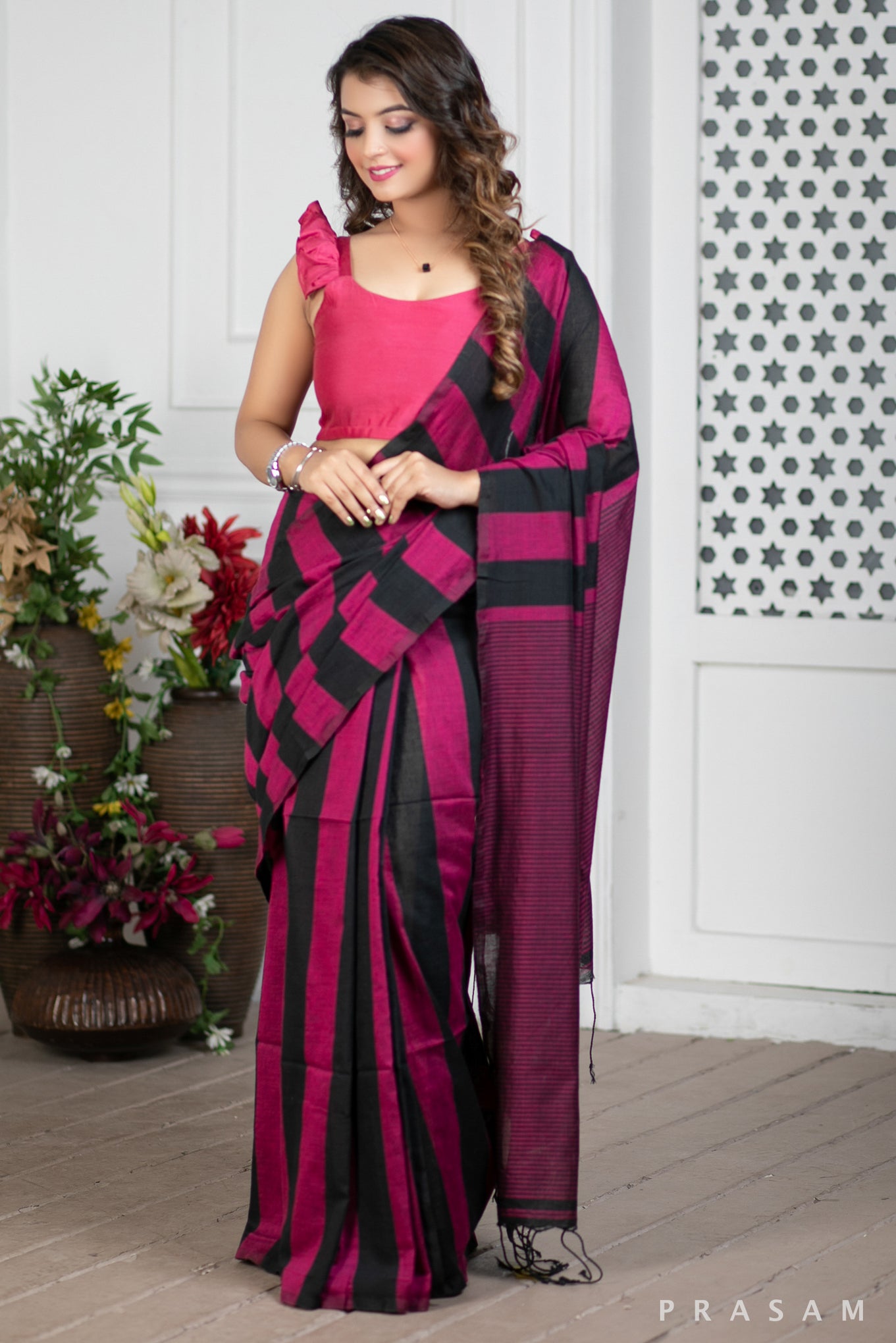 Windows of Sunset Handwoven Soft Cotton Saree Prasam Crafts