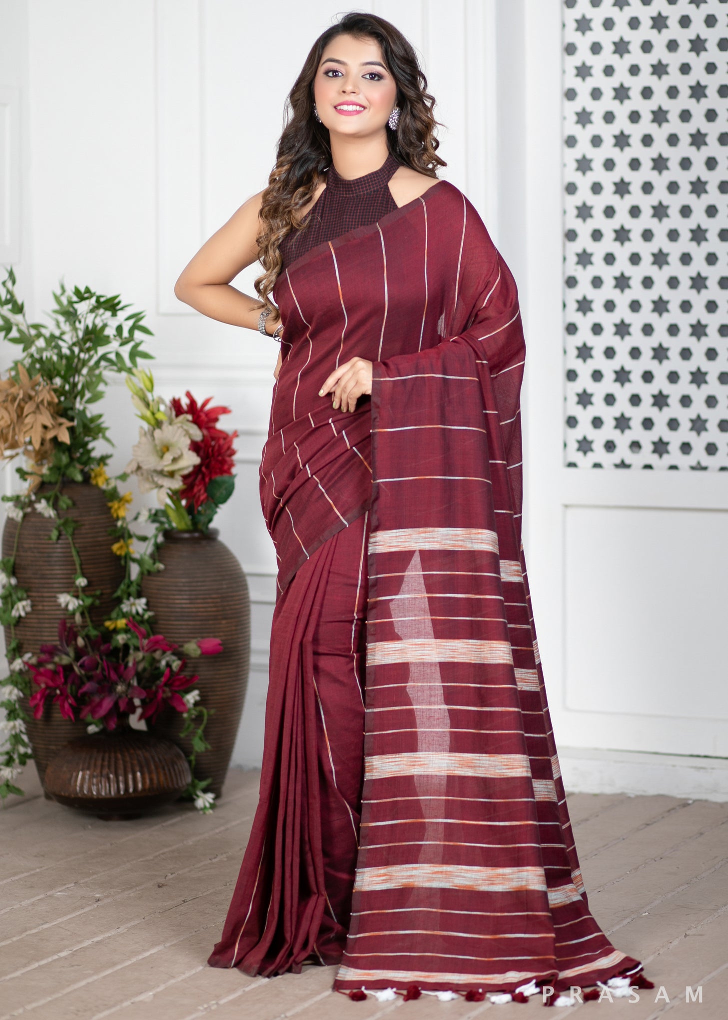 Passage of Time Handwoven Soft Cotton Saree Prasam Crafts