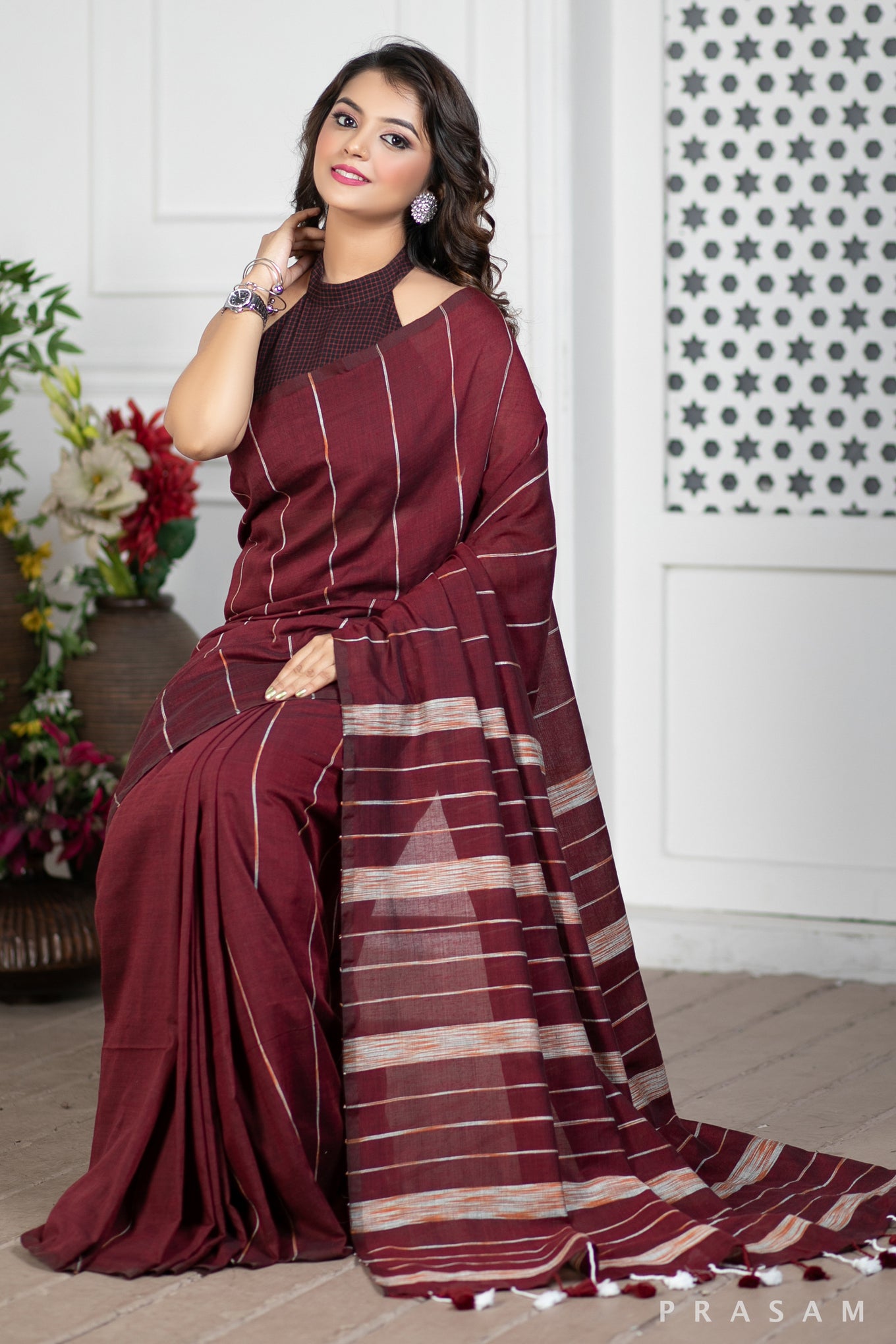 Passage of Time Handwoven Soft Cotton Saree Prasam Crafts