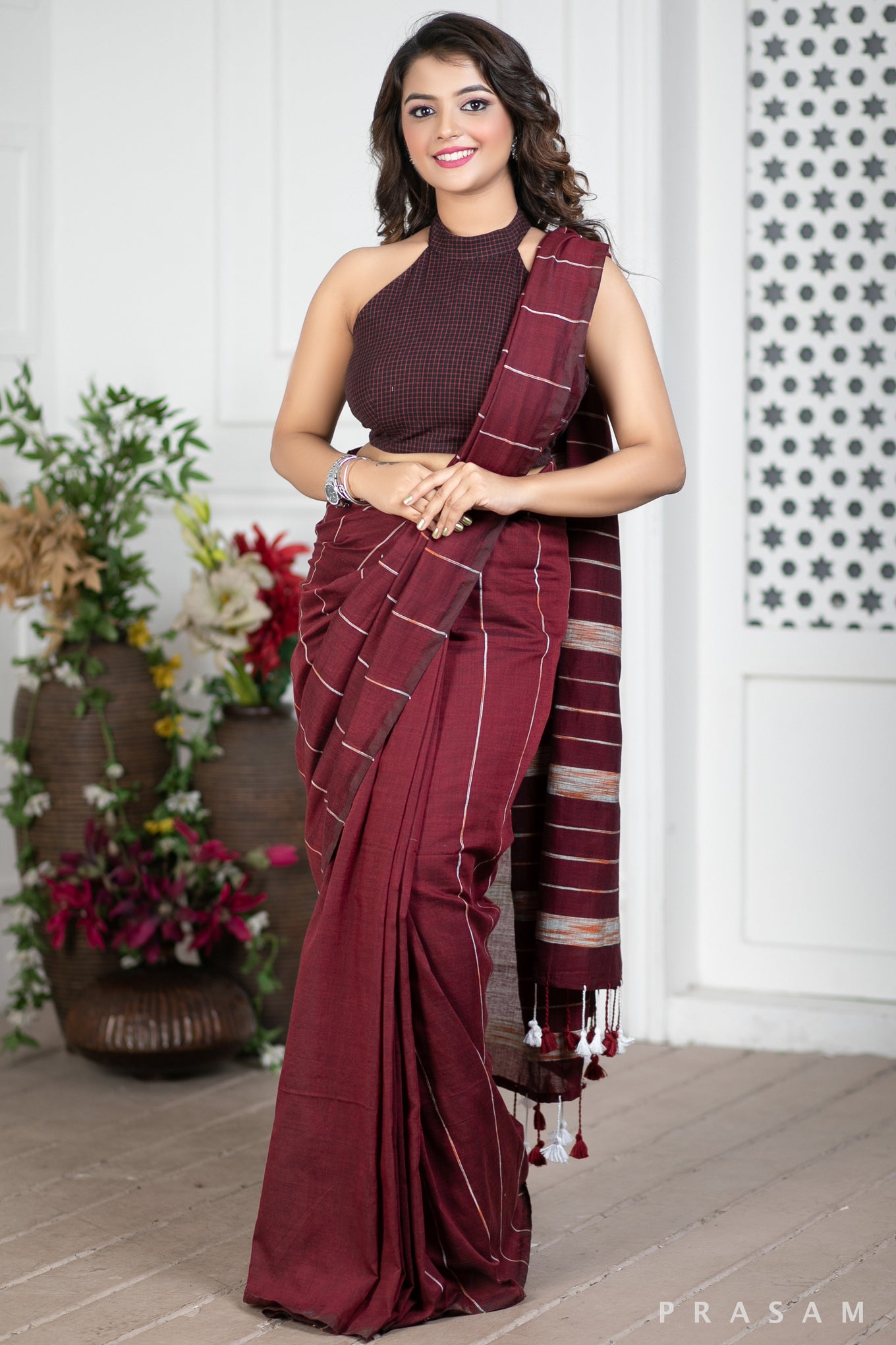 Passage of Time Handwoven Soft Cotton Saree Prasam Crafts