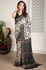 Glad Grace Printed Tussar Gichha Handwoven Silk Saree Prasam Crafts
