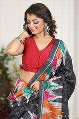 Red Pintuck Sleeveless Chanderi Silk Blouse Prasam Crafts