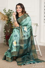 Spring Breeze Hand Painted Tussar Silk Saree Prasam Crafts