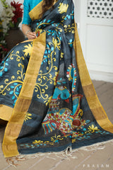 Dream Flare Kalamkari Tussar Silk Saree Prasam crafts