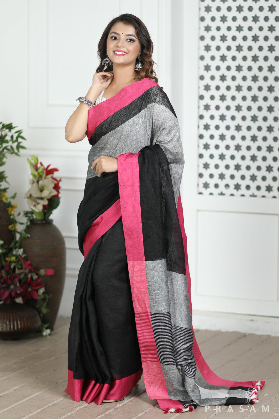 Night Dews Linen Saree