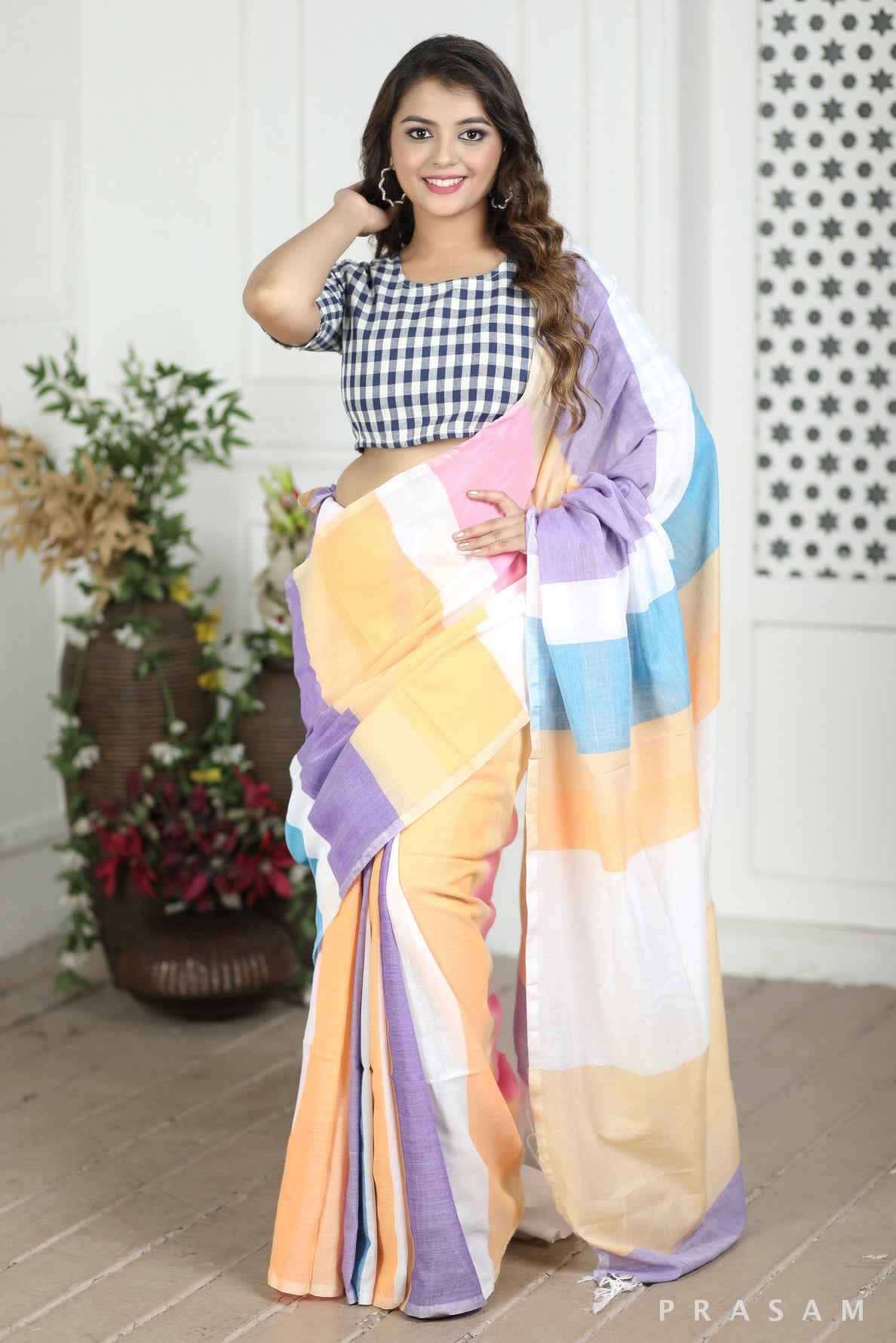 Summer Hills Handwoven Soft Cotton Saree Prasam Crafts