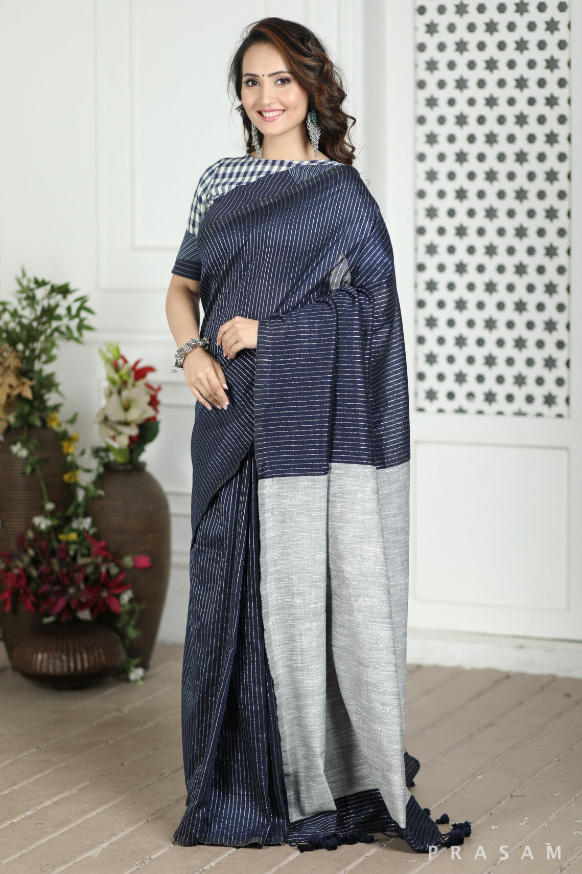 Stars Gather Handwoven Soft Cotton Saree Prasam Crafts