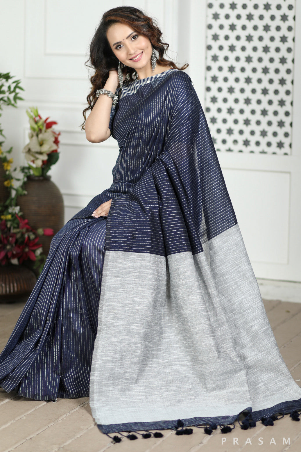 Stars Gather Handwoven Soft Cotton Saree Prasam Crafts