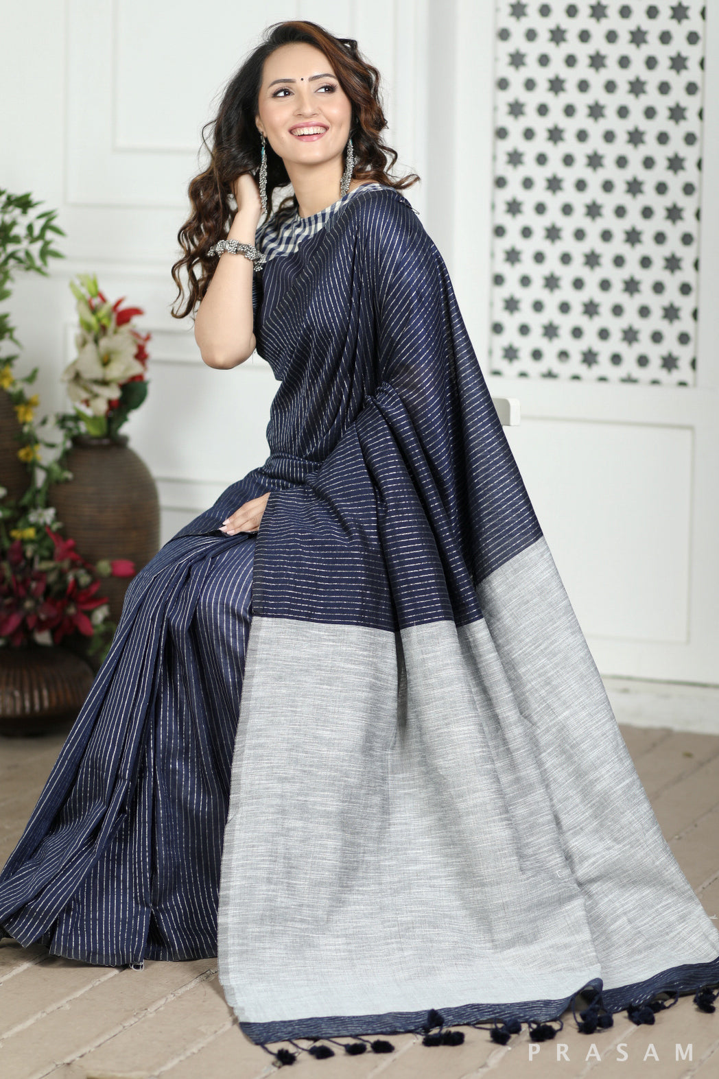 Stars Gather Handwoven Soft Cotton Saree Prasam Crafts