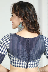 Fusion Handwoven Stripes and checks Cotton Blouse Prasam Crafts