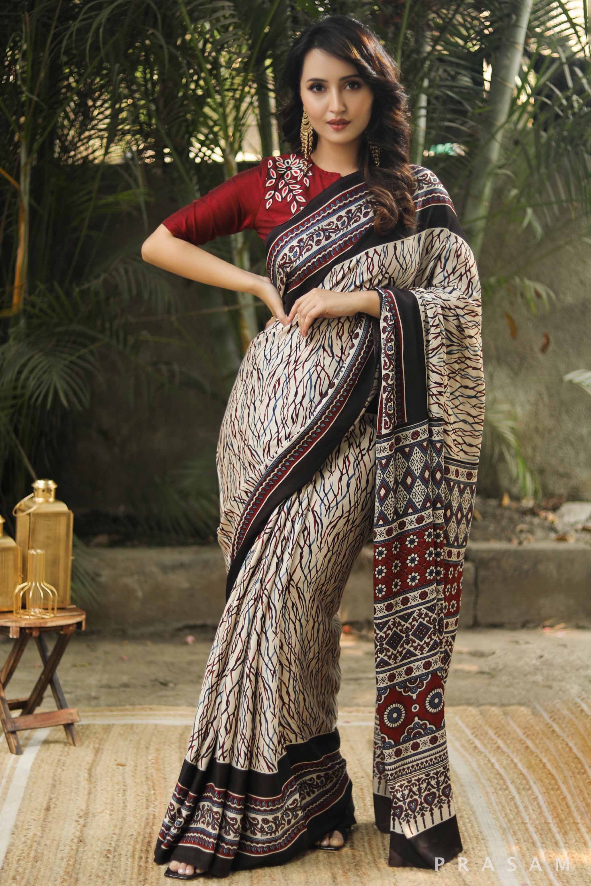 Runny Cohort Ajrakh Silk Modal Saree Prasam Crafts