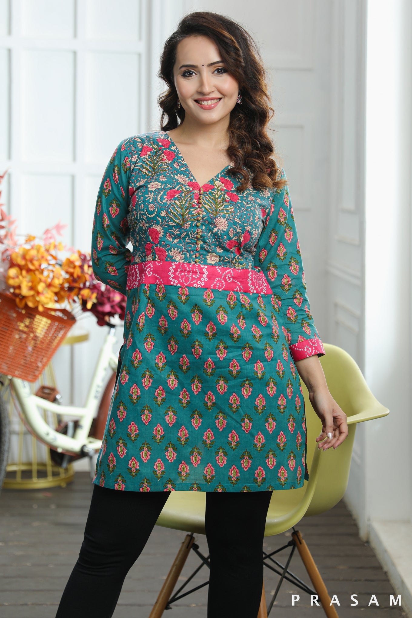 Enchanting Threads Tunic Trendy Cotton  Printed Combination Tunic