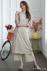 Sara Sophisticated Pastel Jaipuri Cotton Printed Kurti With Gota Trims (Optional Pants)