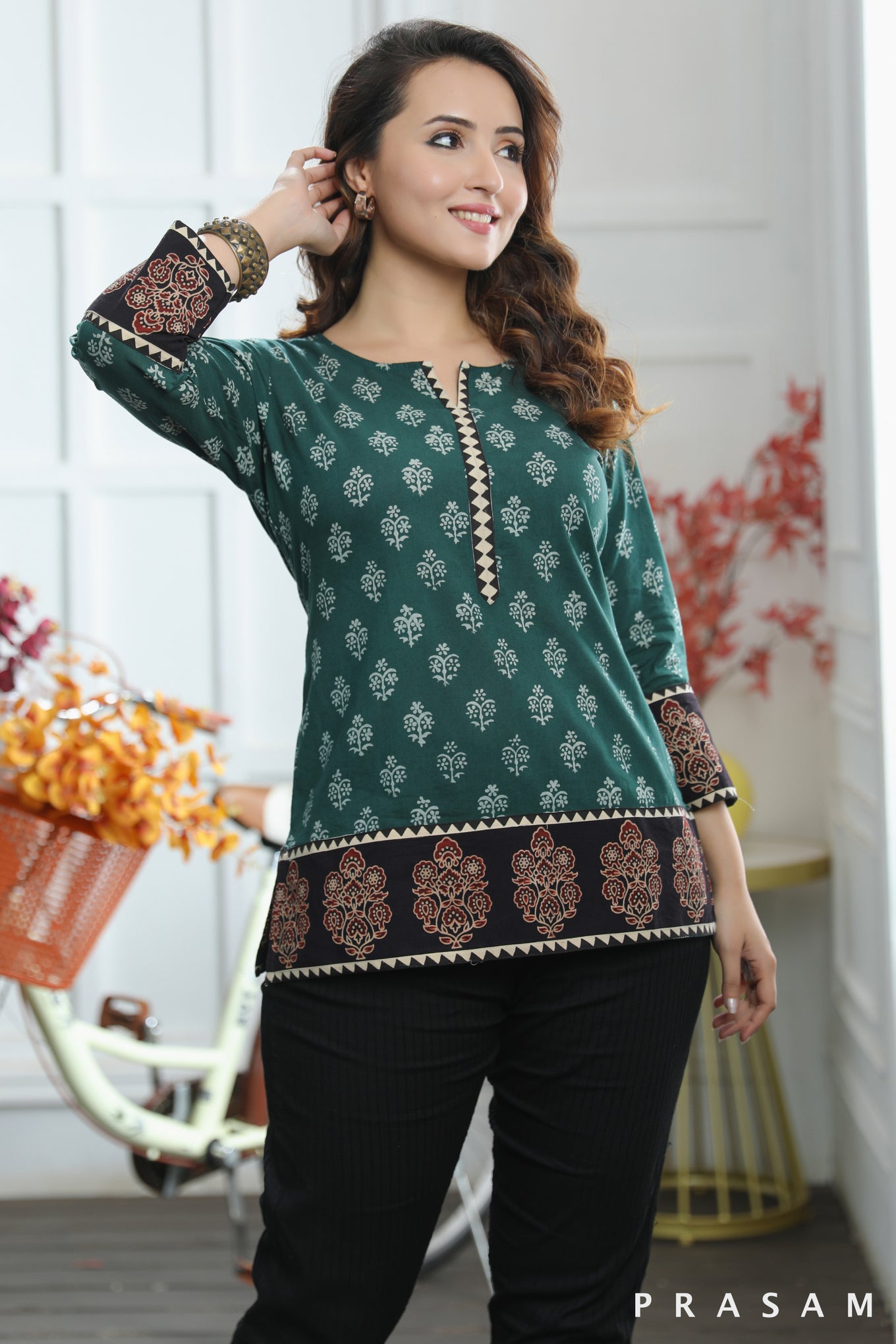 Naina Tunic Organic Printed Cotton Bagru With Ajrakh Infusion Tunic