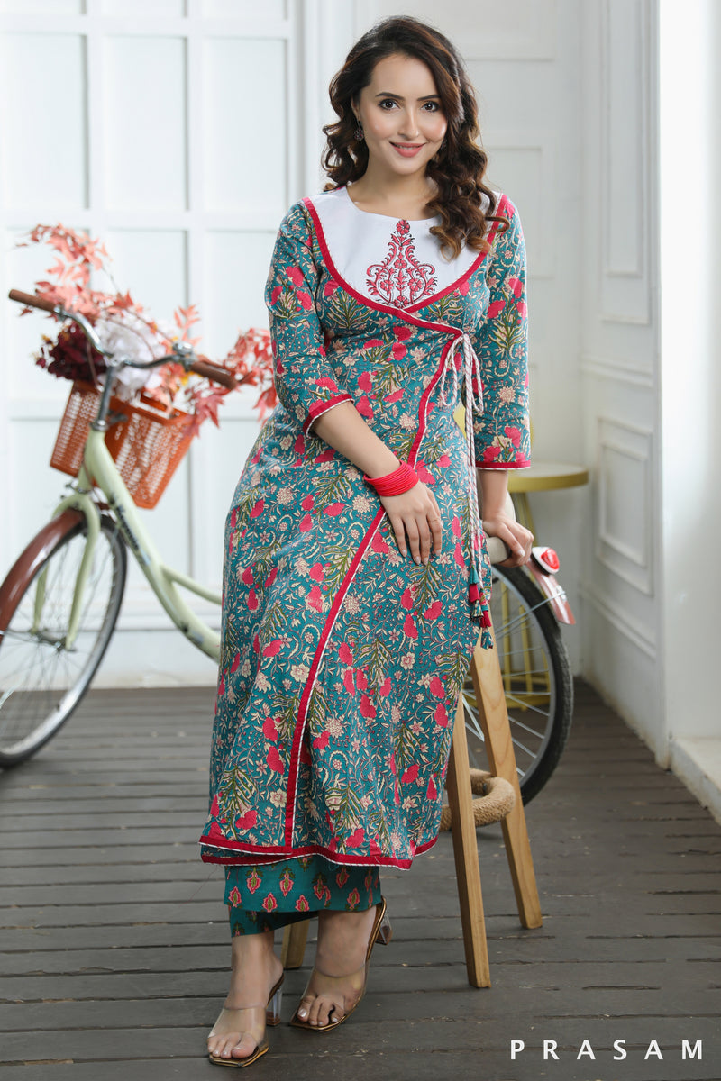 Gulabo Jaipur Naaz Printed Anarkali Set | Green, Georgette, Round, Long |  Stylish dress designs, Kurti designs latest, Elegant blouse designs
