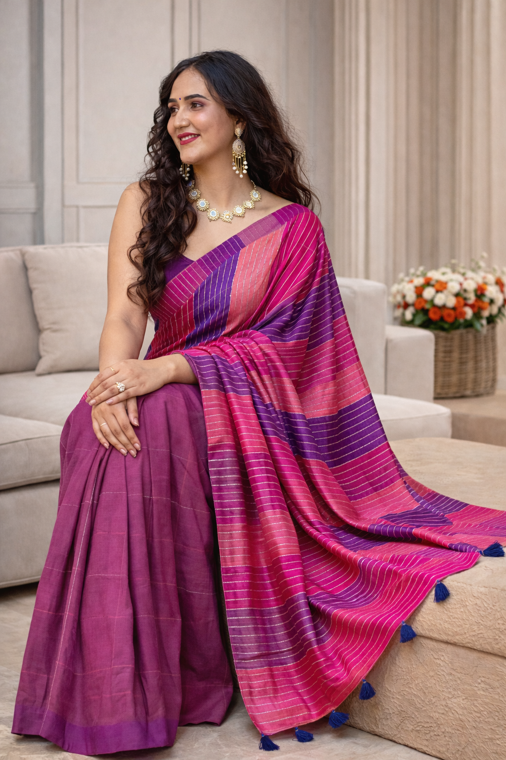 Purple Rush -Cotton Handwoven Saree