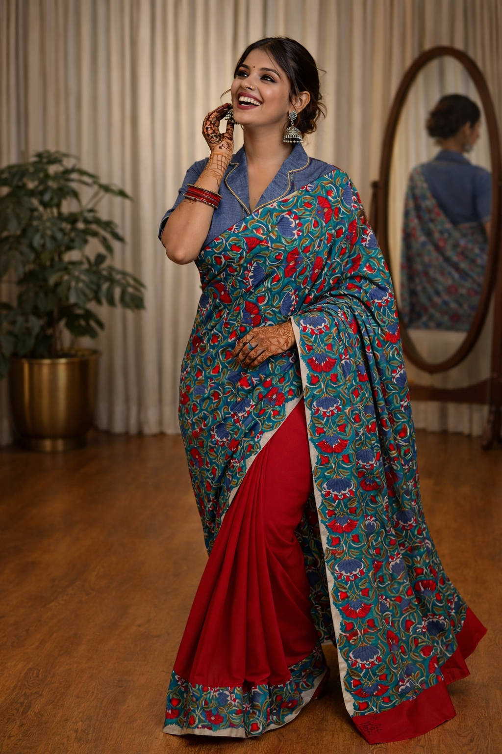 Scarlet Symphony Cotton Muslin Printed Saree