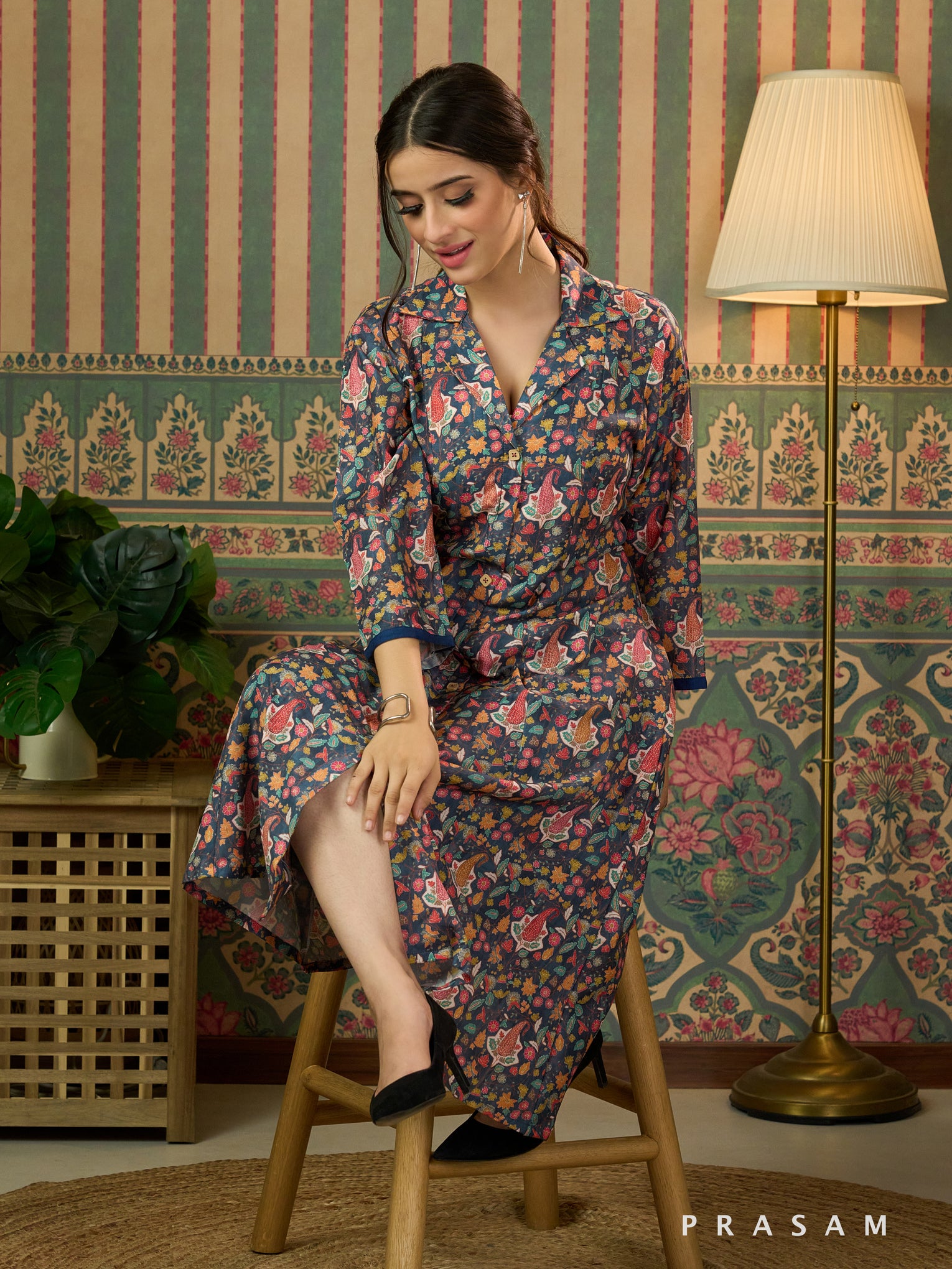 Ultramarine Fleur Printed Shirt Dress