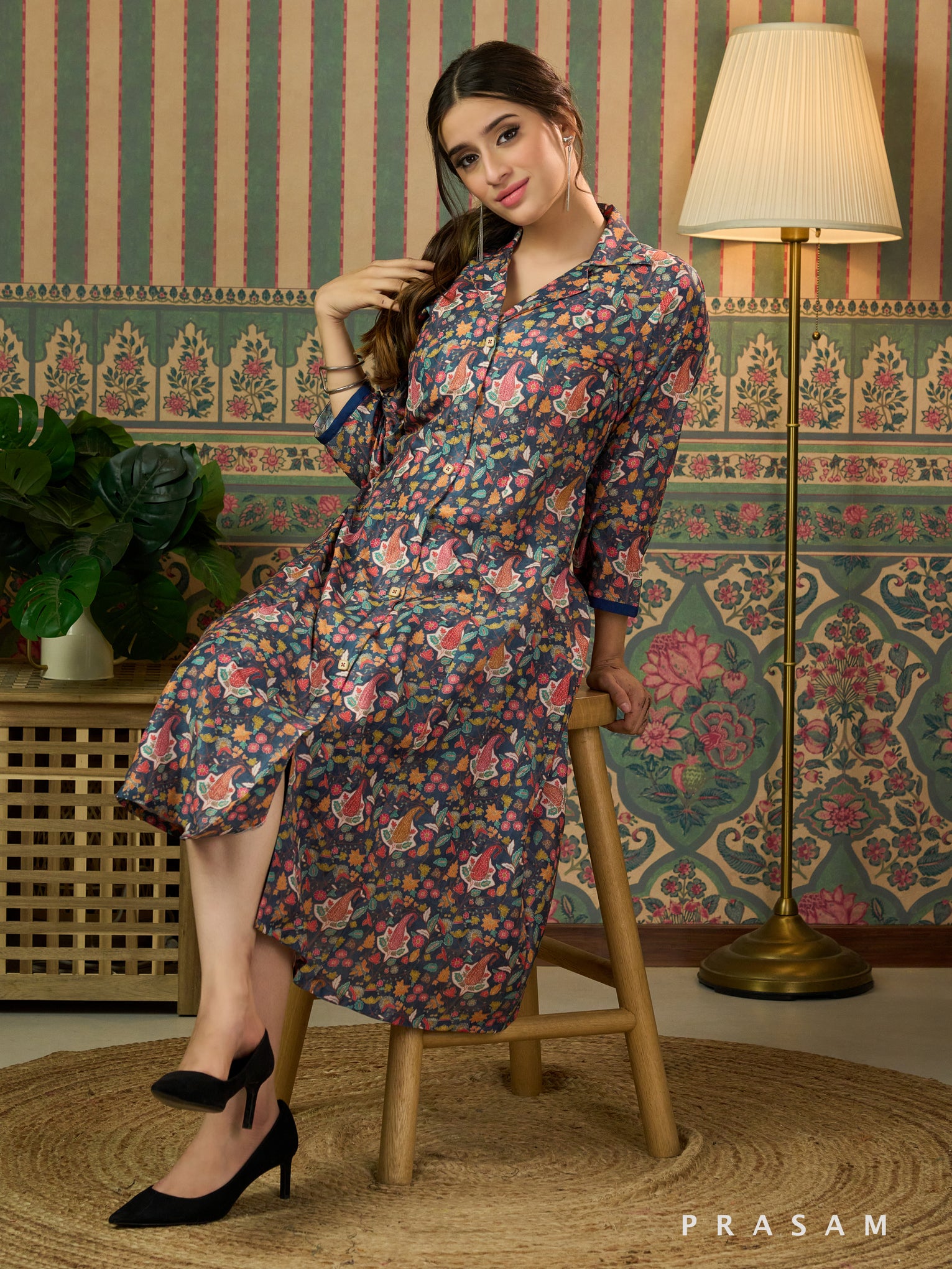 Ultramarine Fleur Printed Shirt Dress