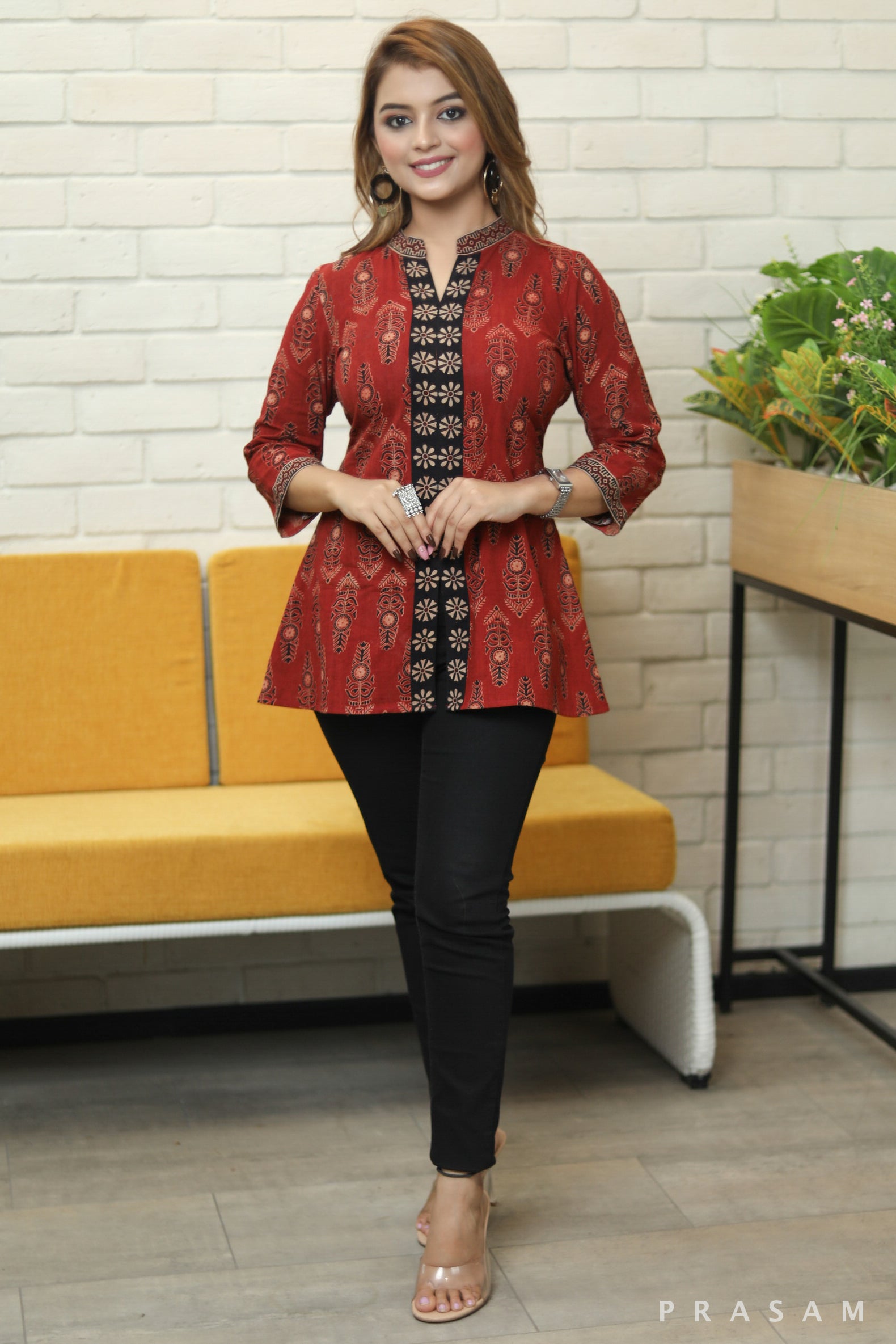 Rusty lily must have ajrakh combination tunic