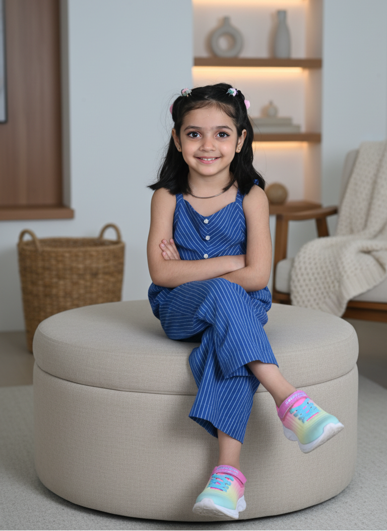 Summer Lines Cotton Strap Jumpsuit