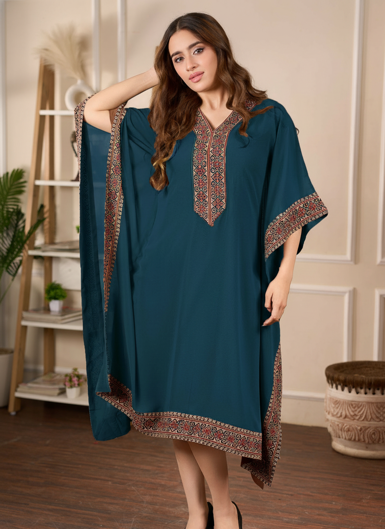 Teal Empress Georgette Kaftan