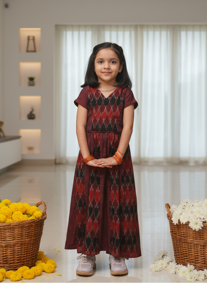 Let her shine in our pure cotton Ikat top &amp; skirt set — soft, breathable, and gentle on the skin. 🌸
Handcrafted with love, it blends playful comfort with timeless Indian craft for everyday elegance.