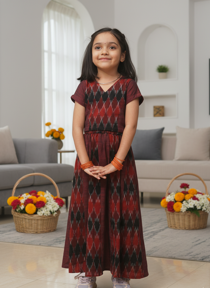 Let her shine in our pure cotton Ikat top &amp; skirt set — soft, breathable, and gentle on the skin. 🌸
Handcrafted with love, it blends playful comfort with timeless Indian craft for everyday elegance.