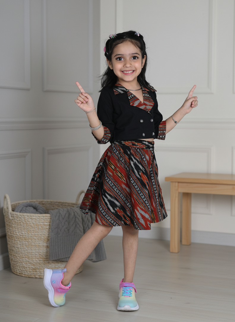Twirl in Ikat Top & Skirt Set