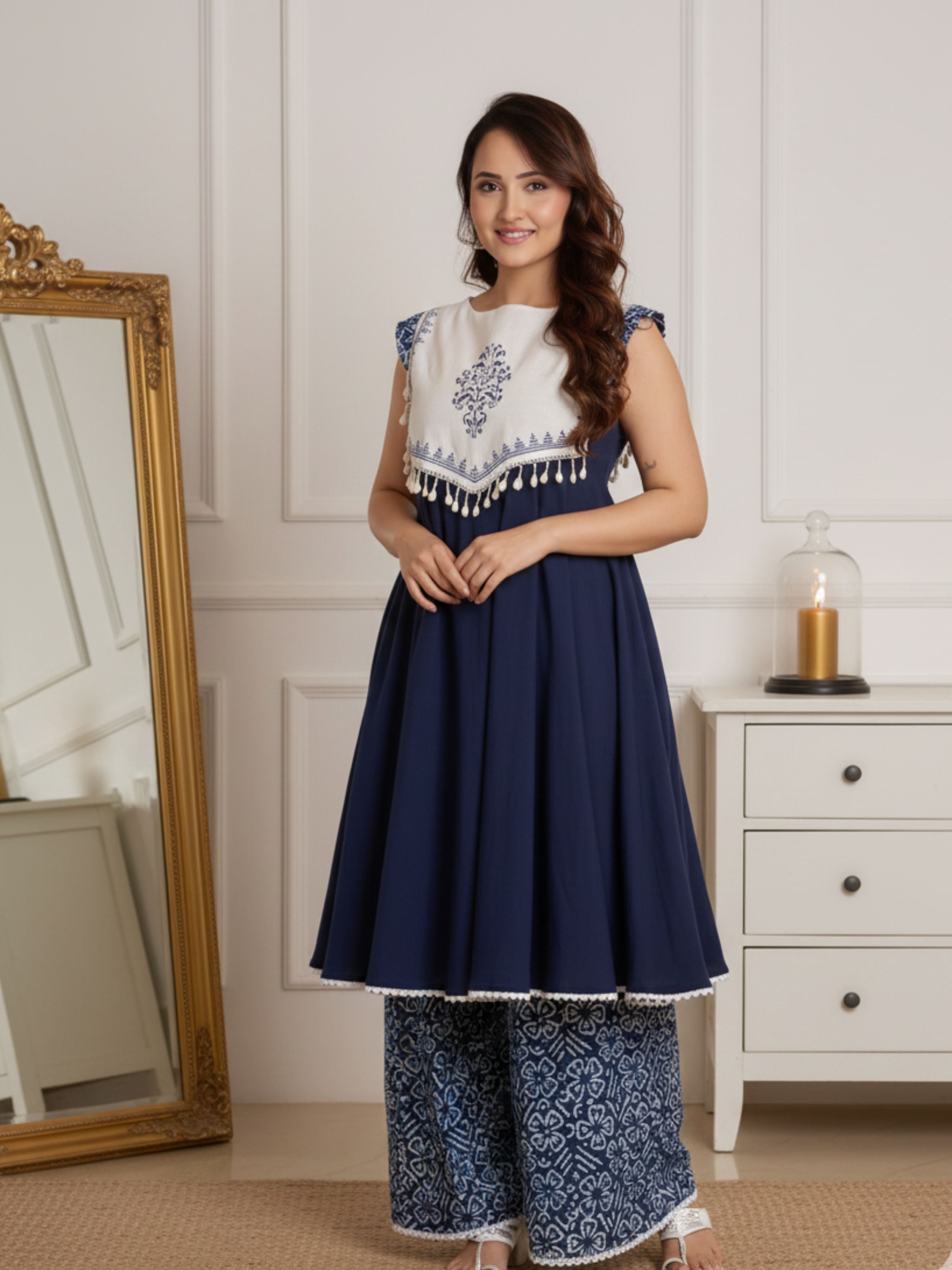 Marine Breeze Handloom Kurta Set