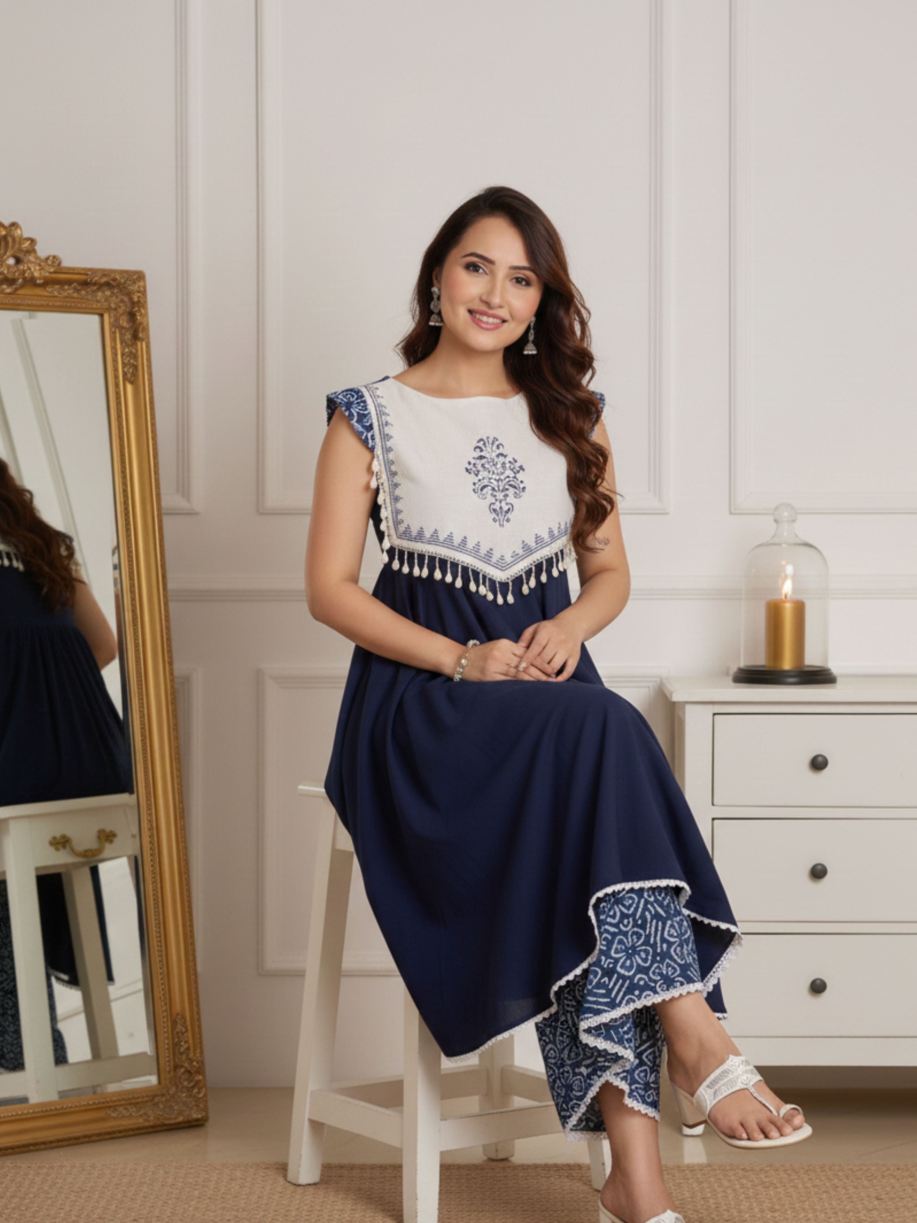 Marine Breeze Handloom Kurta Set