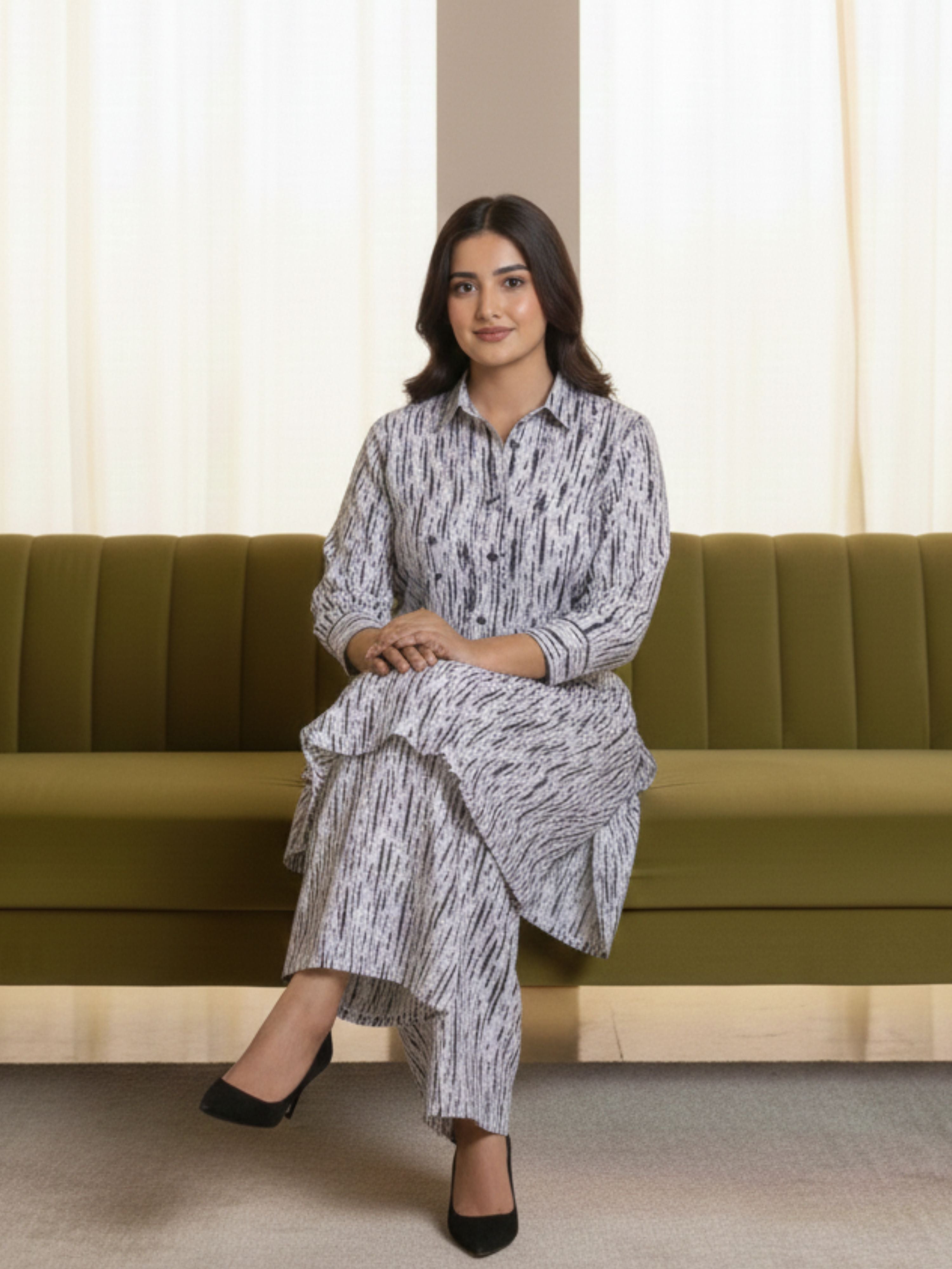 Charcoal Chic Co-ord Set with Black Details