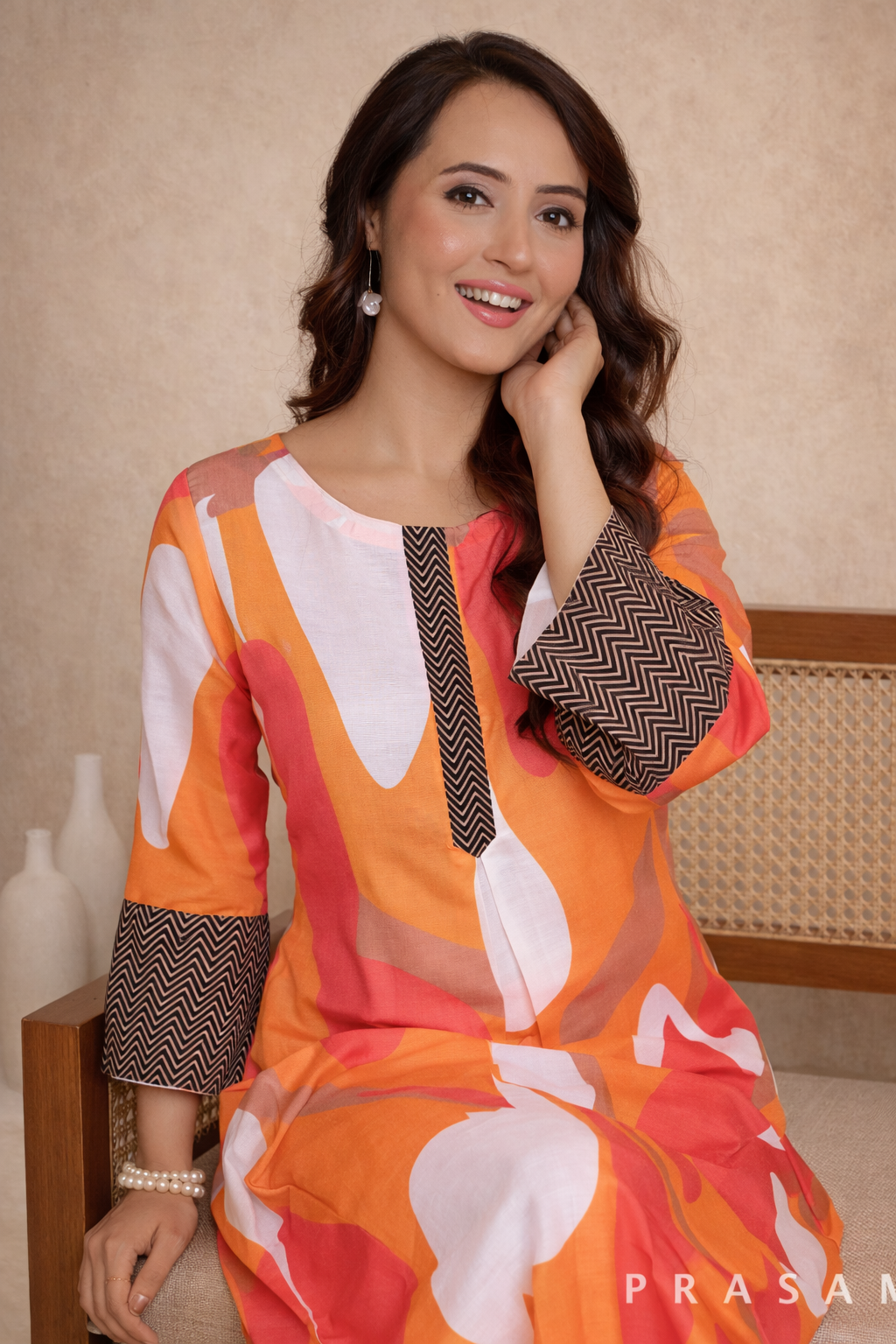 Abstract Canvas Muslin Kurti (Optional Pant)