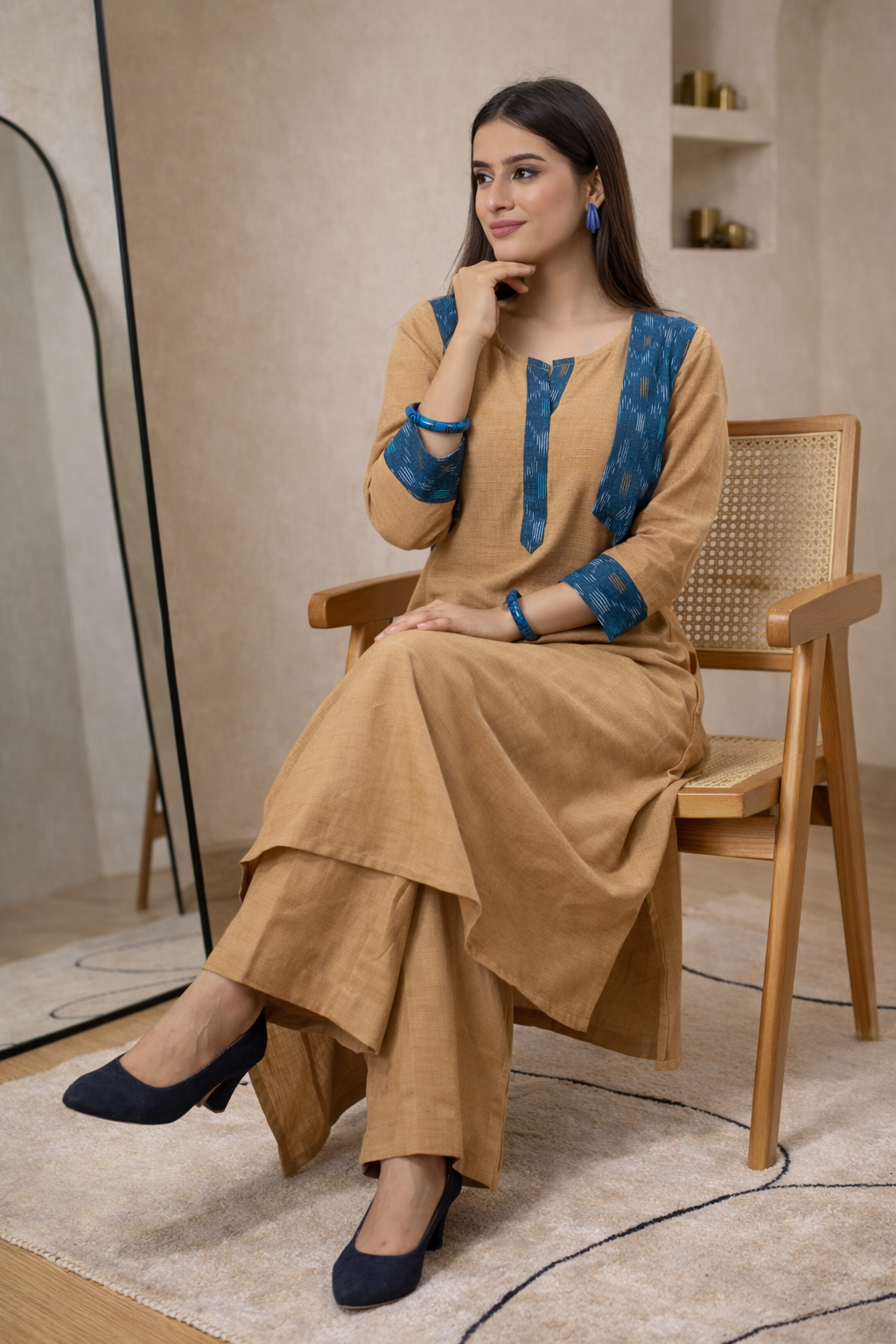 Desert Dune Handloom Ikat Kurta and Pant Set