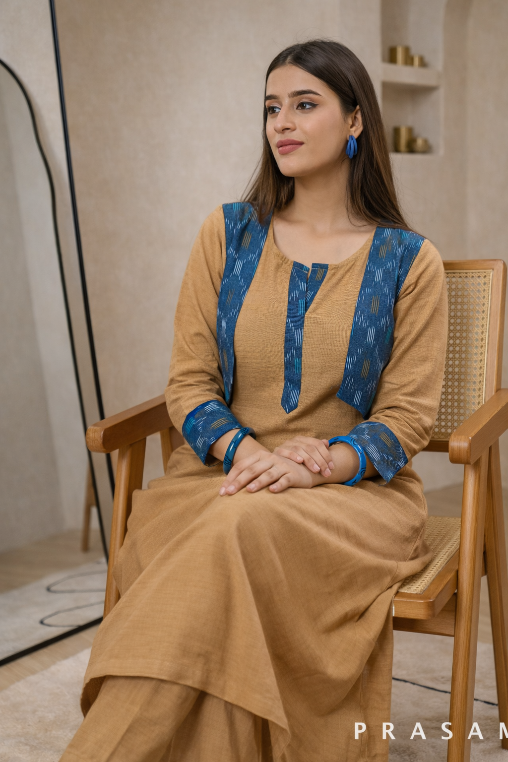 Desert Dune Handloom Ikat Kurta and Pant Set