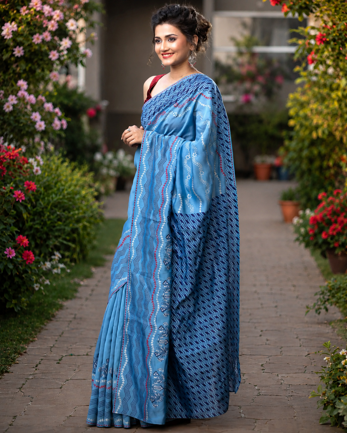 Pattern Vise Versa-Silkmodal Block Print Saree