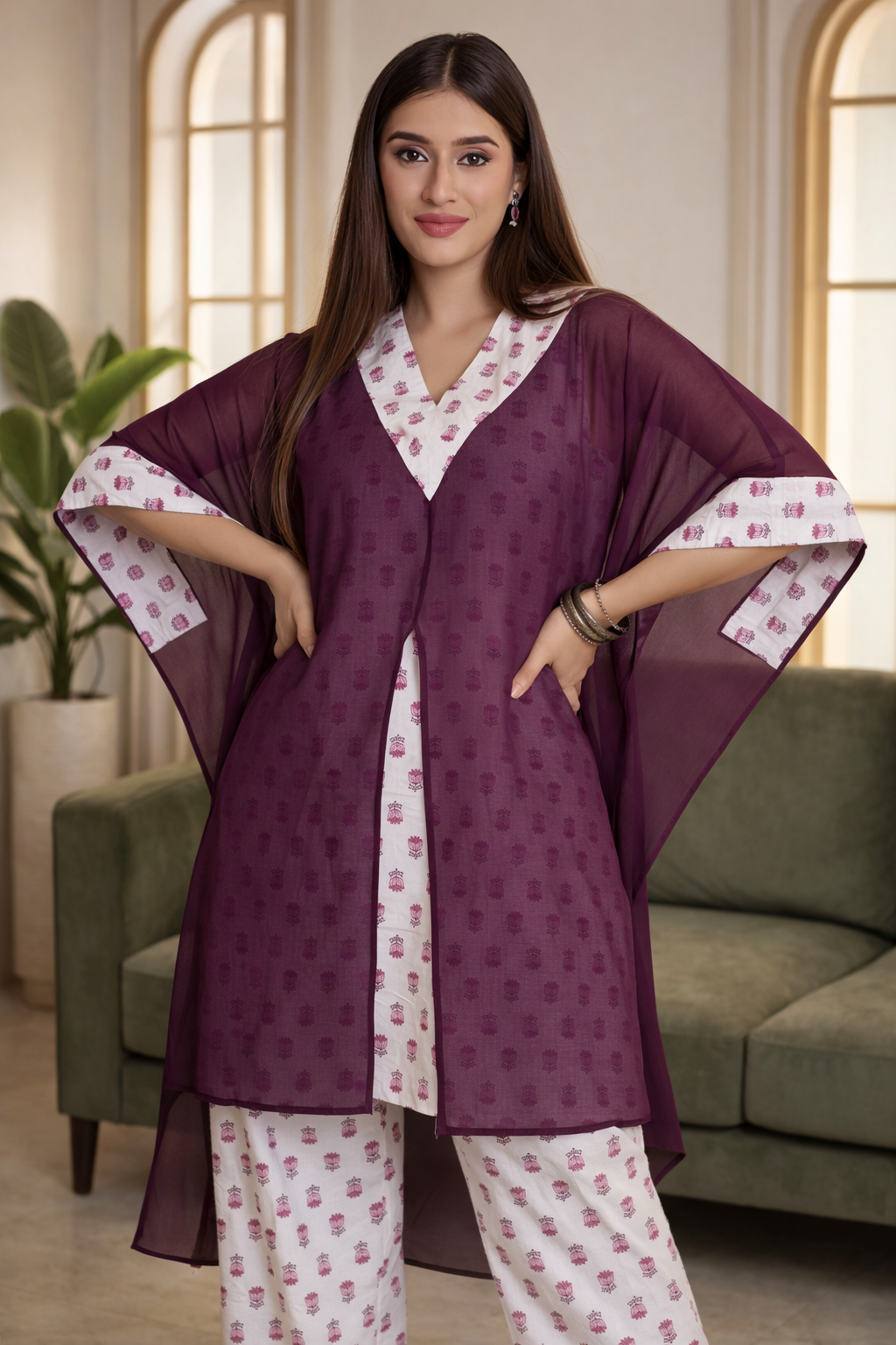 Plum Berry Kaftan Set