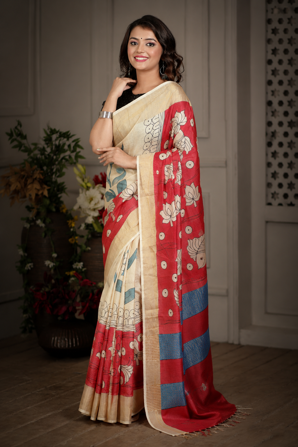 Solitude Kalamkari Tussar Silk Saree