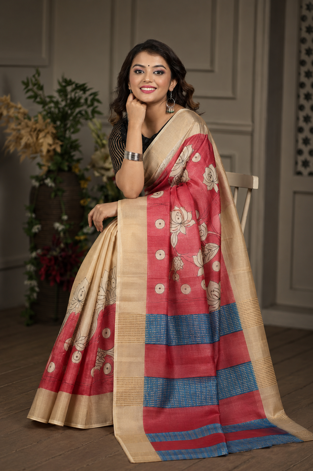 Solitude Kalamkari Tussar Silk Saree