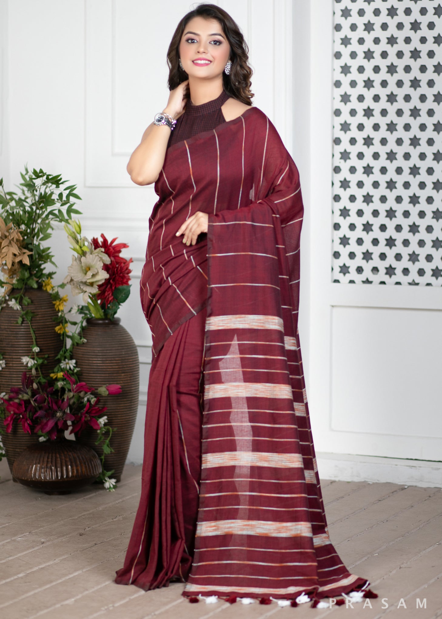 Passage of Time Handwoven Soft Cotton Saree Prasam Crafts