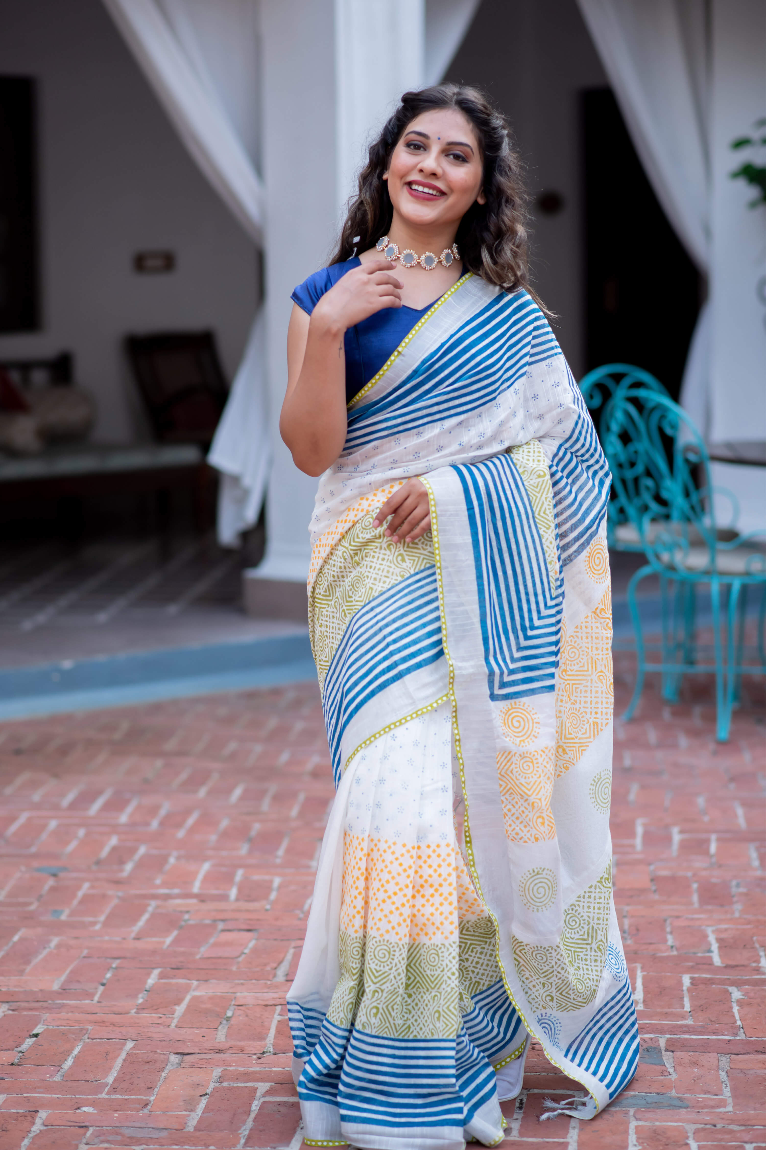 Color Club Cotton handblock print Saree Prasamcrafts Handcrafted Festive Workwear Dailywear