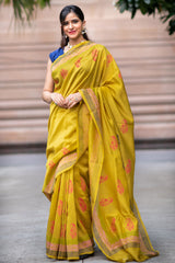 Ethreal Solace Chanderi Handblock Print Saree Prasamcrafts Handcrafted Festive Workwear Dailywear