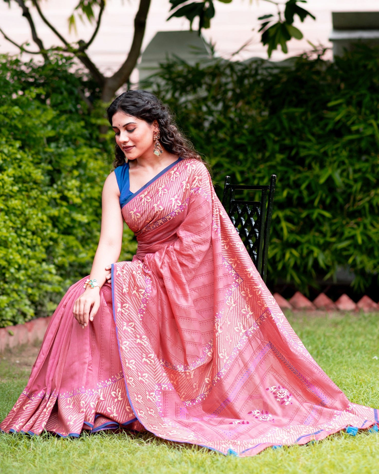 Gold Touch -Chanderi Block Print Saree PrasamCrafts