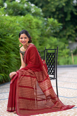 Royal Lustre Chanderi Handblock Print Saree Prasamcrafts Handcrafted Festive Workwear Dailywear