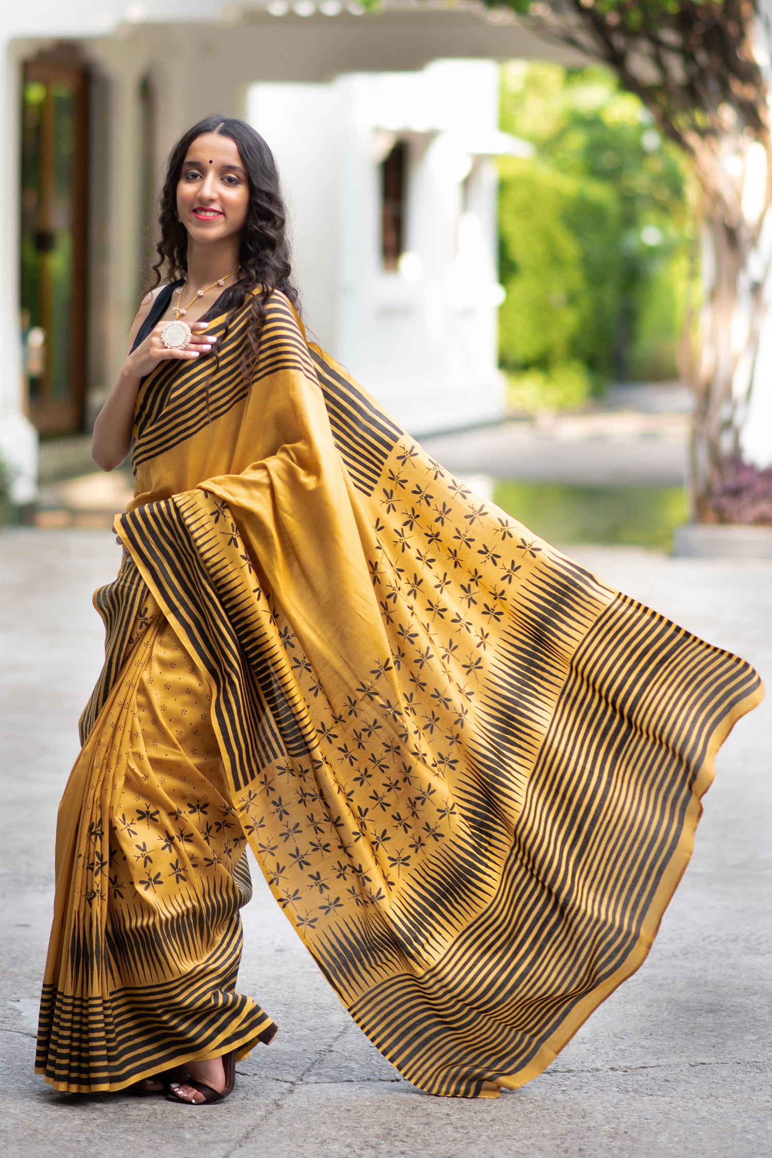 Free Spirited Soul Chanderi Handblock Print Saree Prasamcrafts Handcrafted Festive Workwear Dailywear