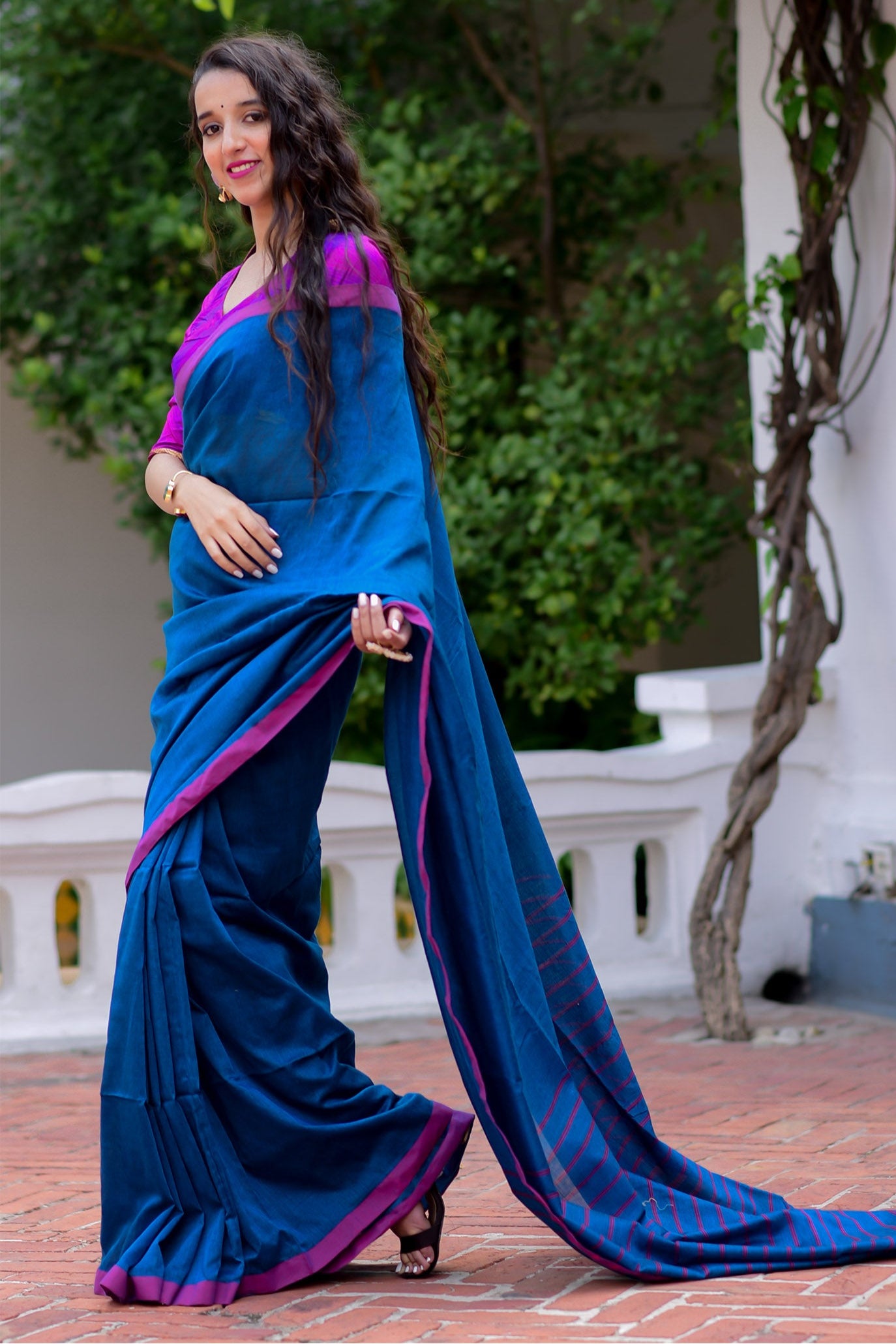 Joyful Ballad-Cotton Handwoven Saree Prasam Crafts